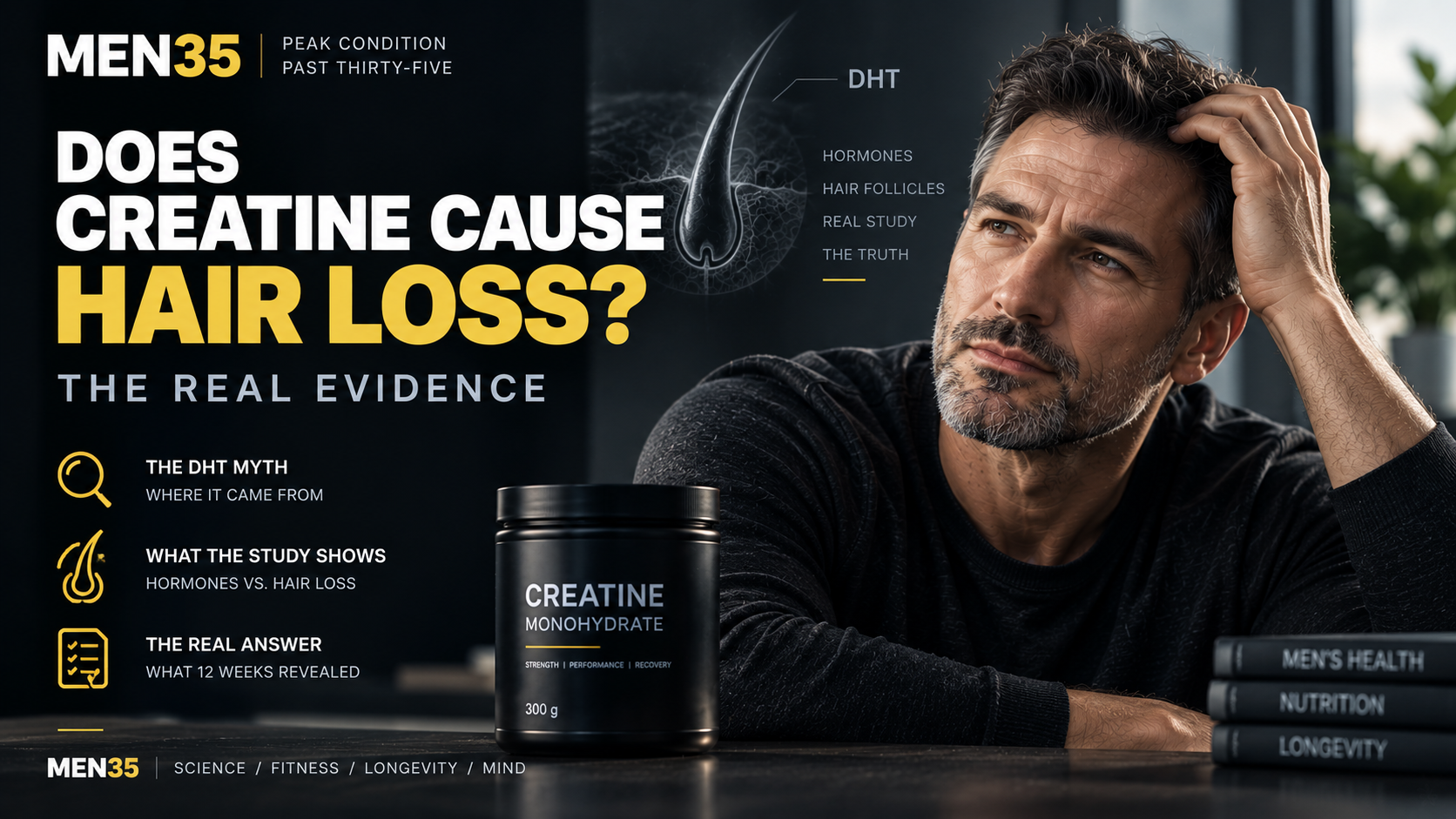 Does creatine cause hair loss? A 12-week randomized trial offers a clearer answer about creatine, DHT and hair follicles.